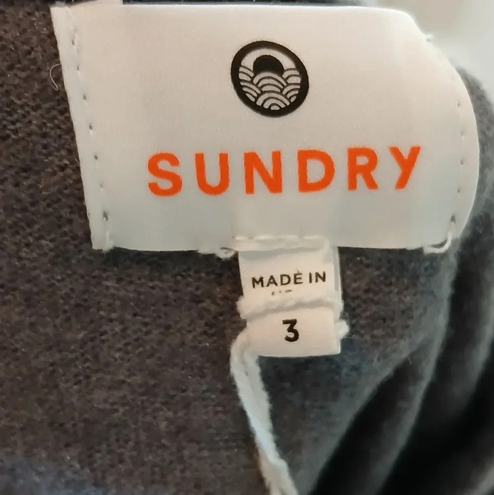 Sundry Women's Multi Stripe Hoodie in Charcoal size Large